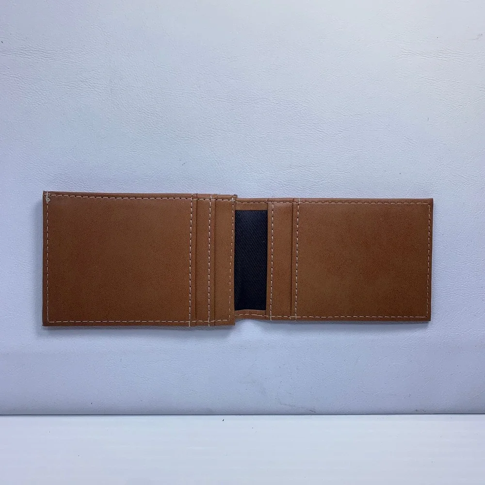 NFL Mens OS Brown Carolina Panthers Logo Slim Card Holder Wallet New